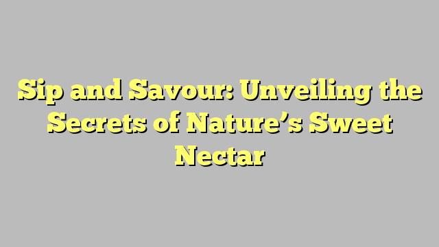 Sip and Savour: Unveiling the Secrets of Nature’s Sweet Nectar